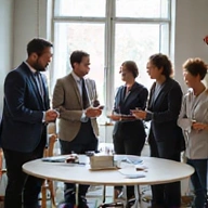 Diverse team collaborating