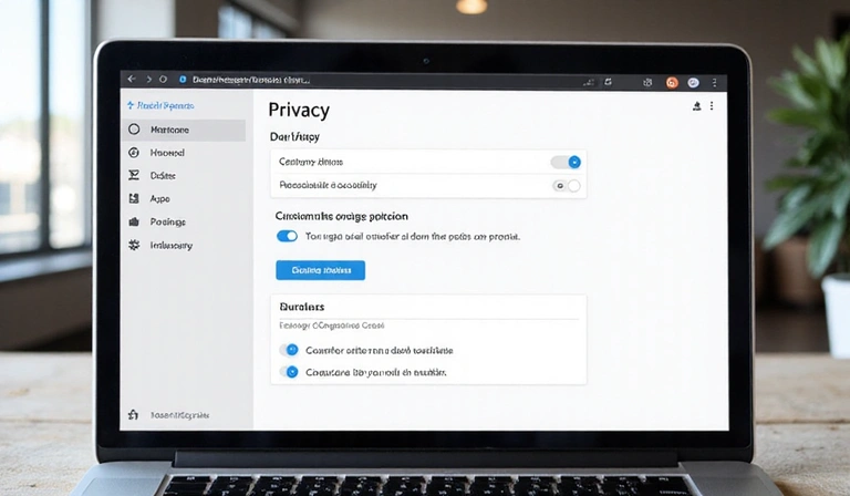 Laptop showing data privacy settings